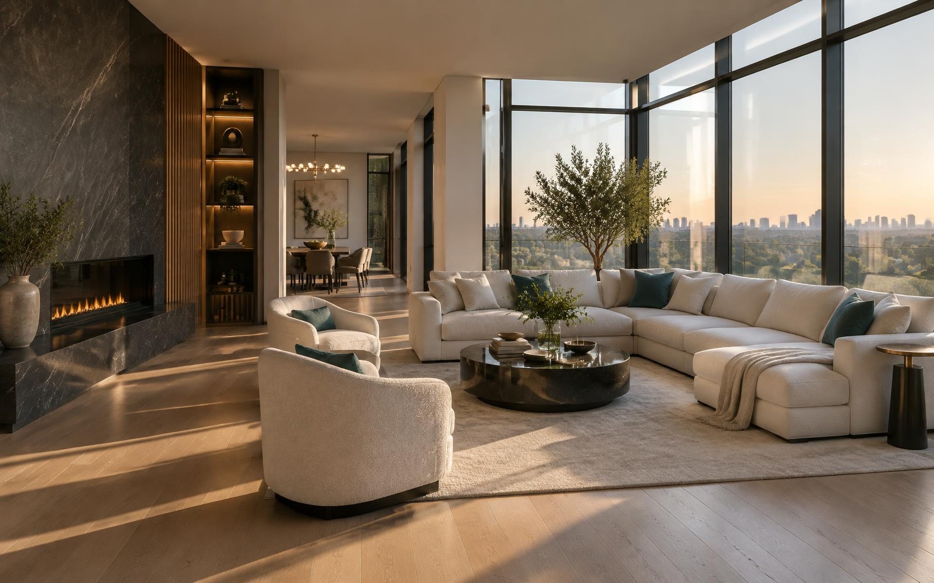 Bright, freshly cleaned living room in a Vaughan home